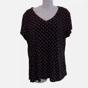 Apt 9 Modern Essentials V-neck womens XL top short sleeve polka dot‎ D12